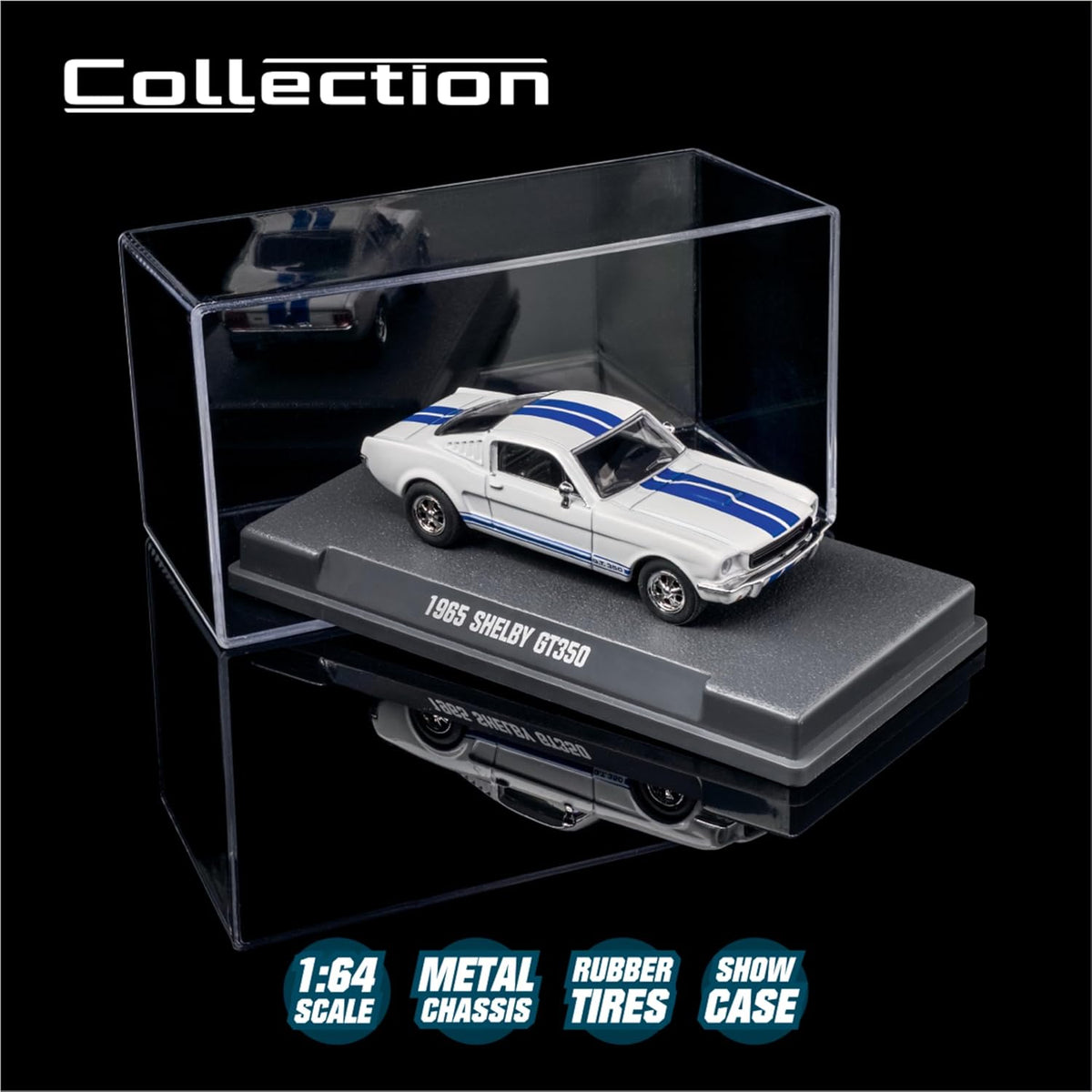 1965 Shelby GT350 White with Blue Stripes - Majorette Collection — image 5