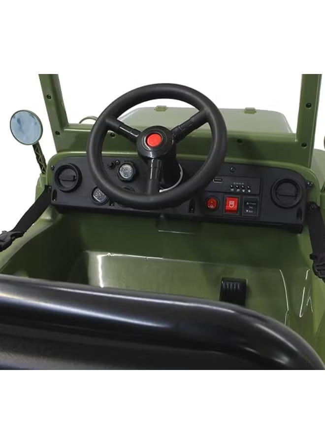 Kids Military Mini Willy Jeep Ride-On Dark Green 12V 2M DM103 — image 5