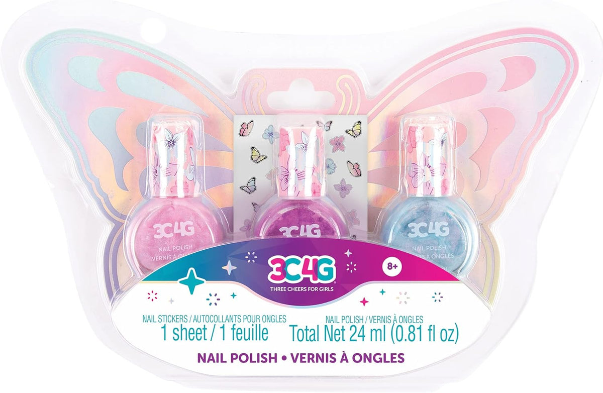 3C4G Butterfly Nail Polish & Nail Stickers 3 - Pack 10043 - Colorland Toys