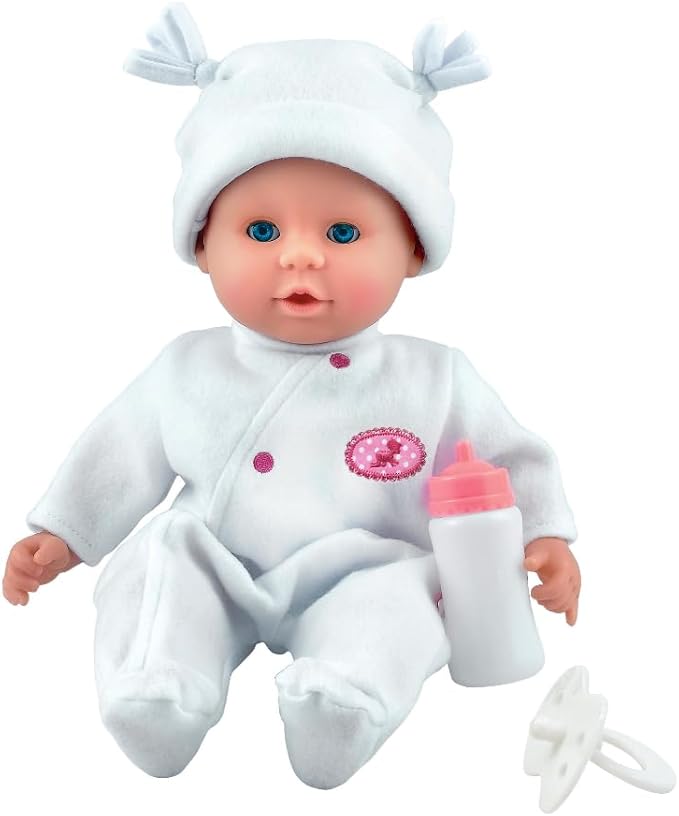 Dolls World Ltl Treasure 15inch Baby Doll With Sleeping Eyes Bottle & Dummy 78330