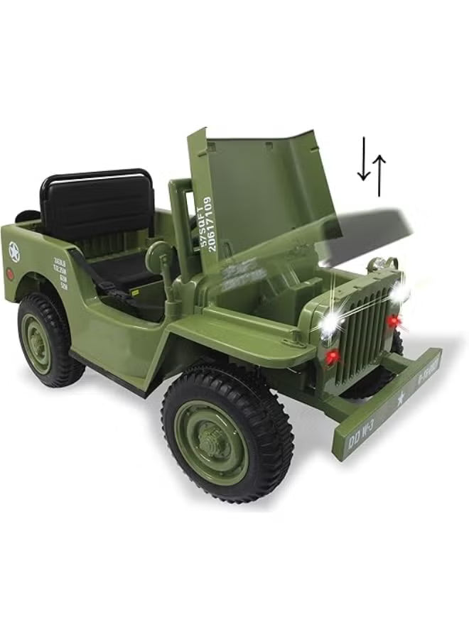 Kids Military Mini Willy Jeep Ride-On Dark Green 12V 2M DM103 — image 2