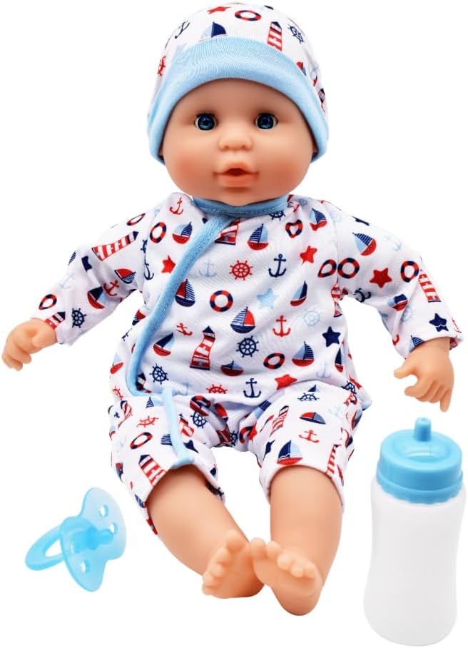 Dolls World Baby Joy 15inch Baby Doll With Sleeping Eyes Bottle & Dummy 78314