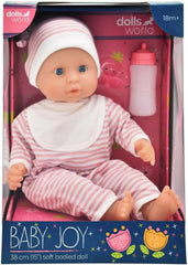 Dolls World Baby Joy 15inch Baby Doll With Sleeping Eyes Bottle & Dummy 78310
