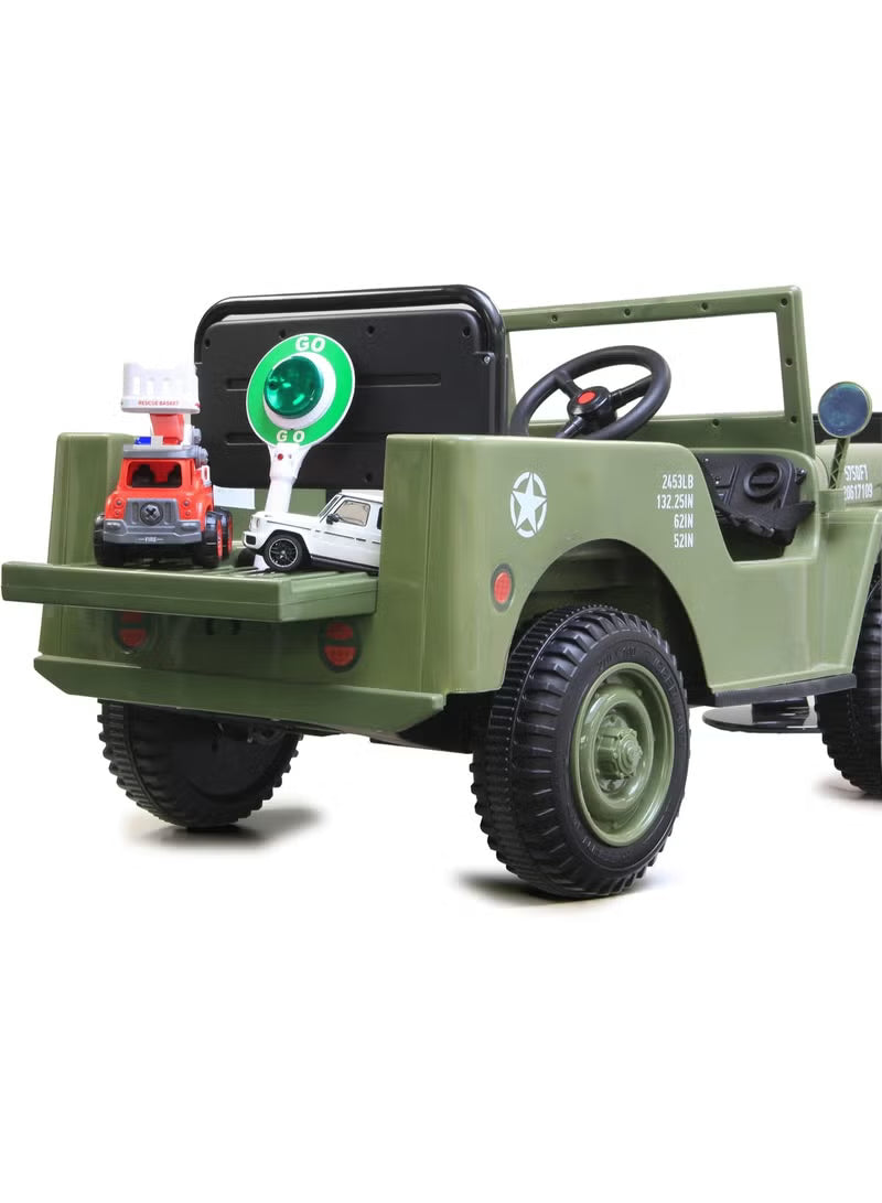 Kids Military Mini Willy Jeep Ride-On Dark Green 12V 2M DM103 — image 4