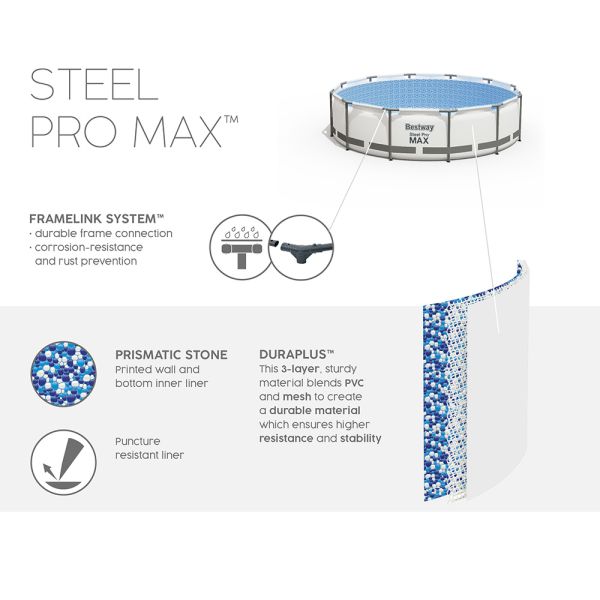 Bestway Steel Pro Max Round Frame Pool Set 3.05x76cm 56408 - Colorland Toys