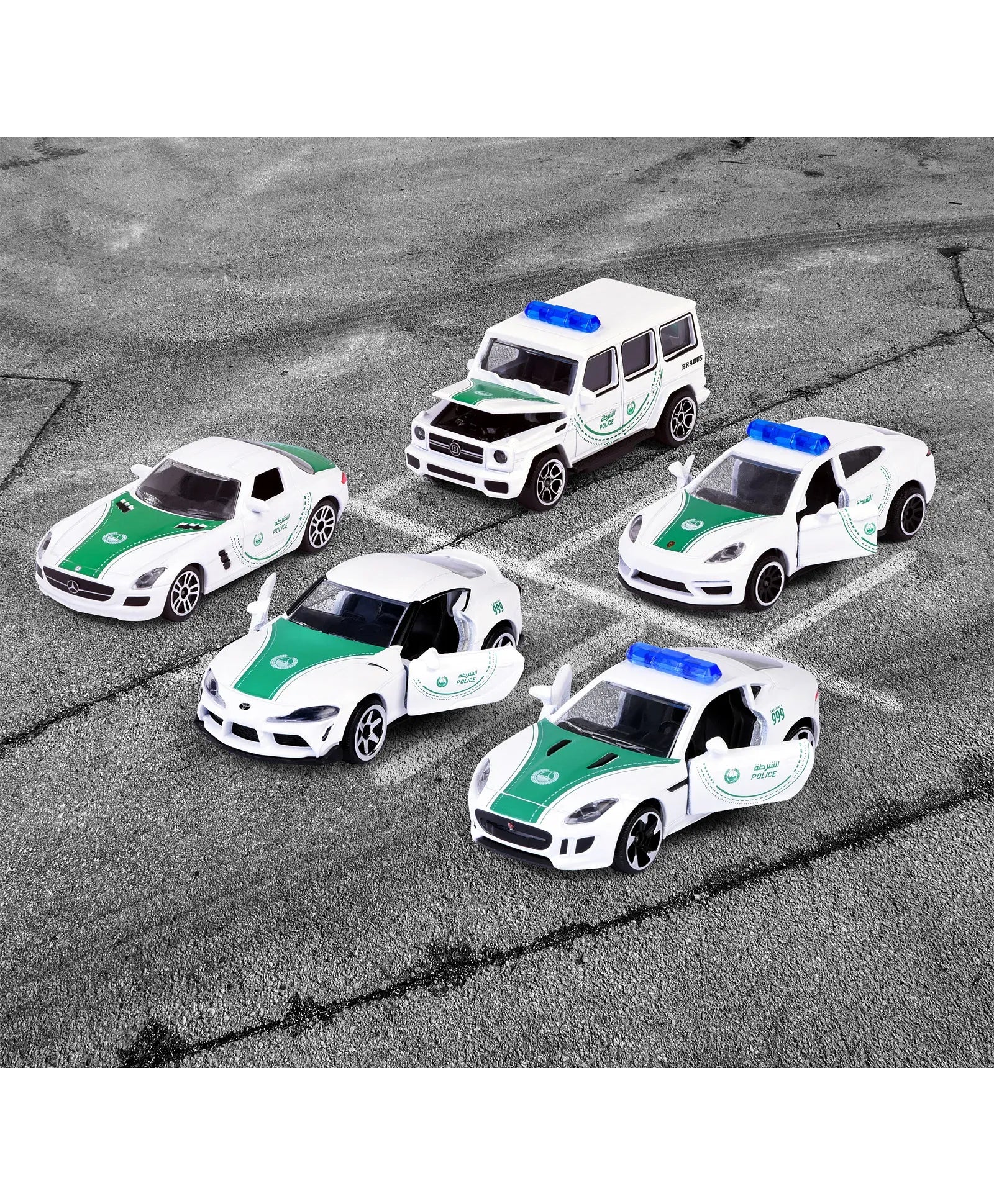 Majorette Dubai Police Die-Cast Car Set – 5-Piece 1:64 Scale Collector's Pack | Model 212053164B47
