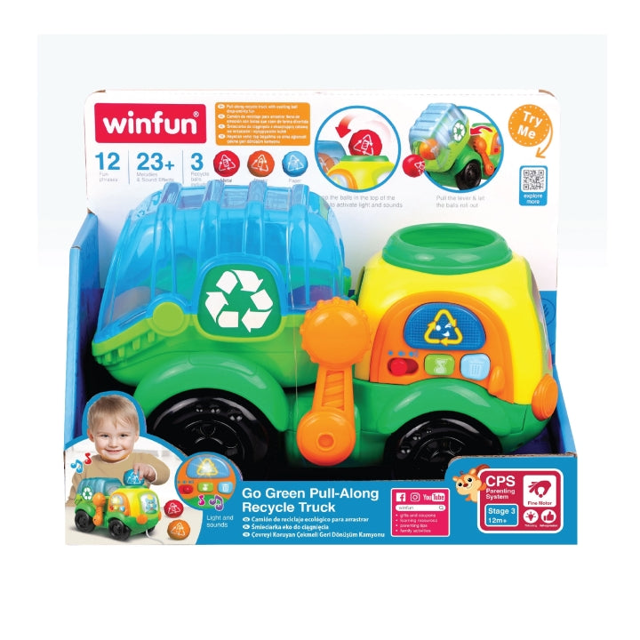 Go Green Pull Along Recycle Truck 250302 - Colorland Toys