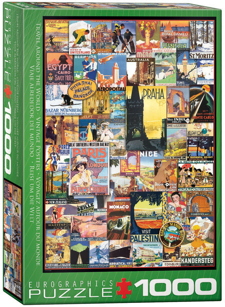 Eurographics Puzzle 1000-Pcs Travel Around The World Vintage Posters 6000-0755