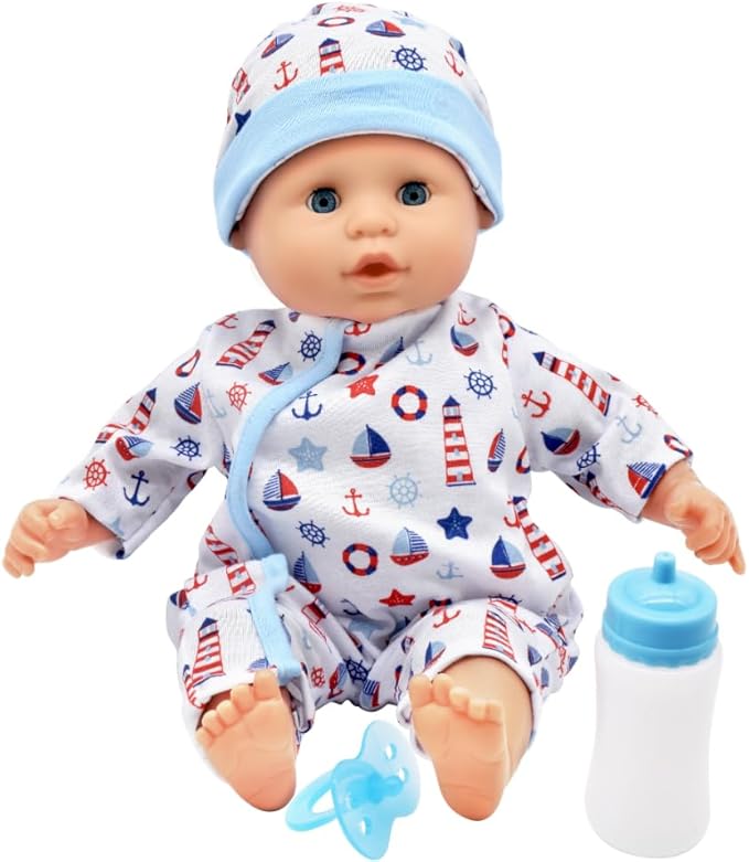 Dolls World Baby Joy 15inch Baby Doll With Sleeping Eyes Bottle & Dummy 78314