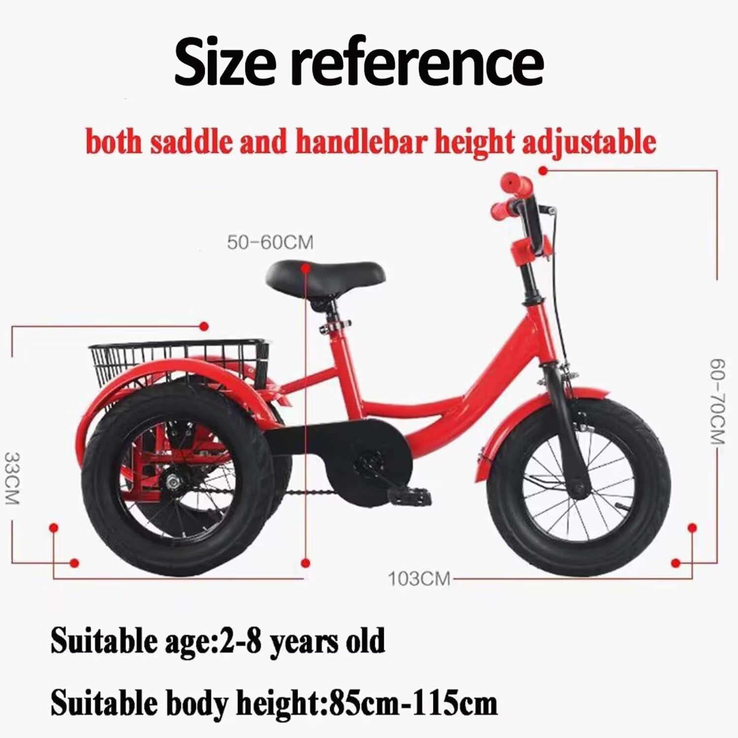 Bosheng Tricycle With Basket 12 Inch Red MN011 - Colorland Toys