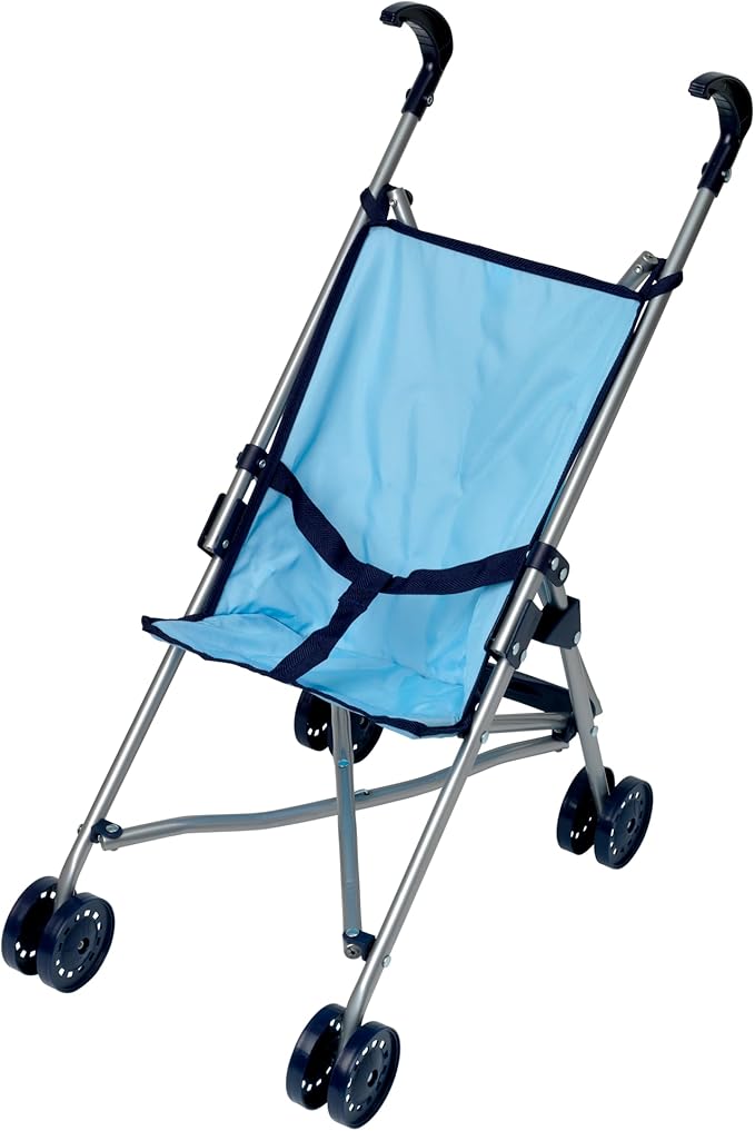 Dolls World Dlx 4 Wheel Folding Blue Stroller For Dolls 22inch 78712