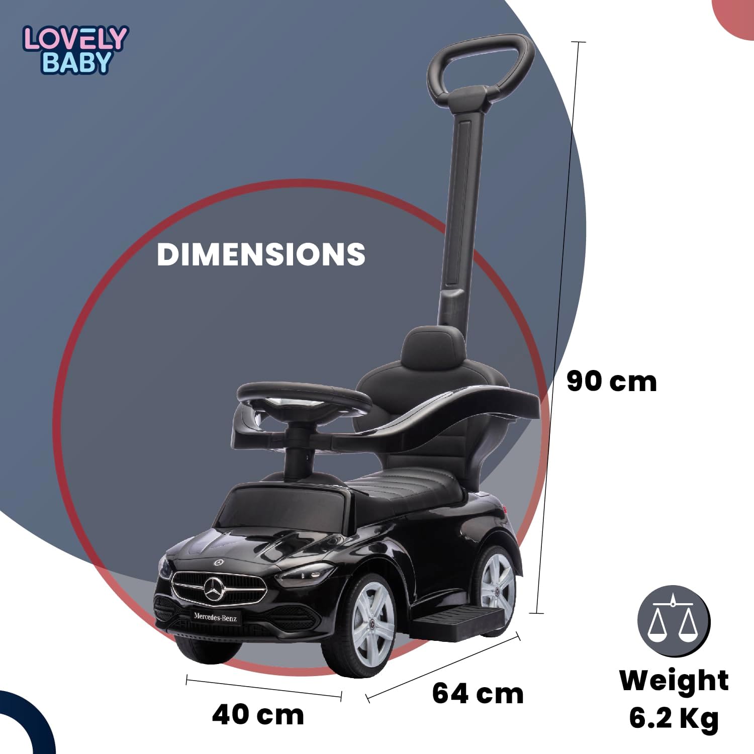 Mercedes-Benz Push Ride-On Car for Toddlers – Model 3288H (Black) - Colorland Toys