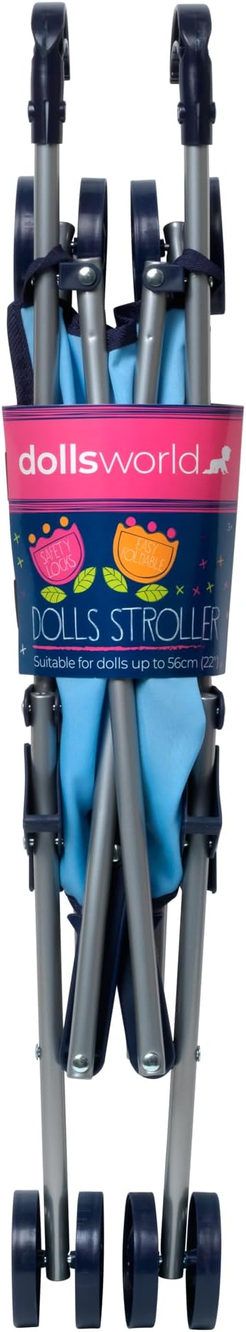 Dolls World Dlx 4 Wheel Folding Blue Stroller For Dolls 22inch 78712