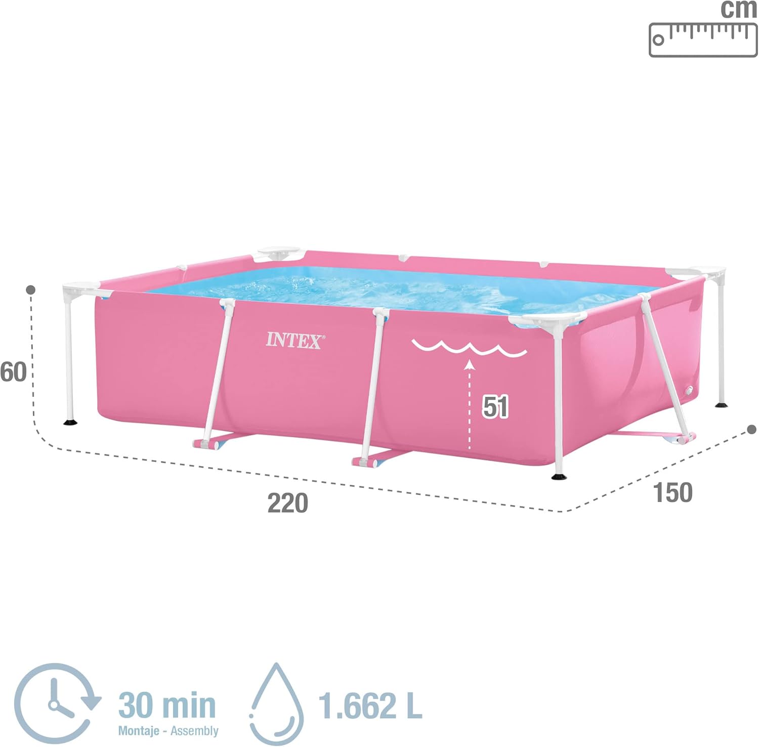 Intex Pink Rectangular Frame Pool Set 2.2mx1.5m 28266