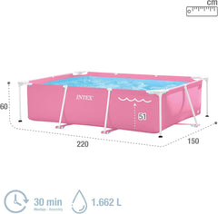 Intex Pink Rectangular Frame Pool Set 2.2mx1.5m 28266