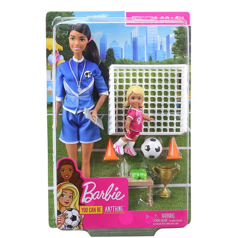 Barbie You Can Be Anything Soccer Coach Brunette Doll GLM53 - Colorland Toys