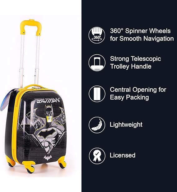 Batman Kids Luggage with Reusable Stickers 18-inch TBT23BTMNKL410 - Colorland Toys