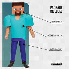 Costume Child Minecraft Steve Deluxe Dress Up 4-6