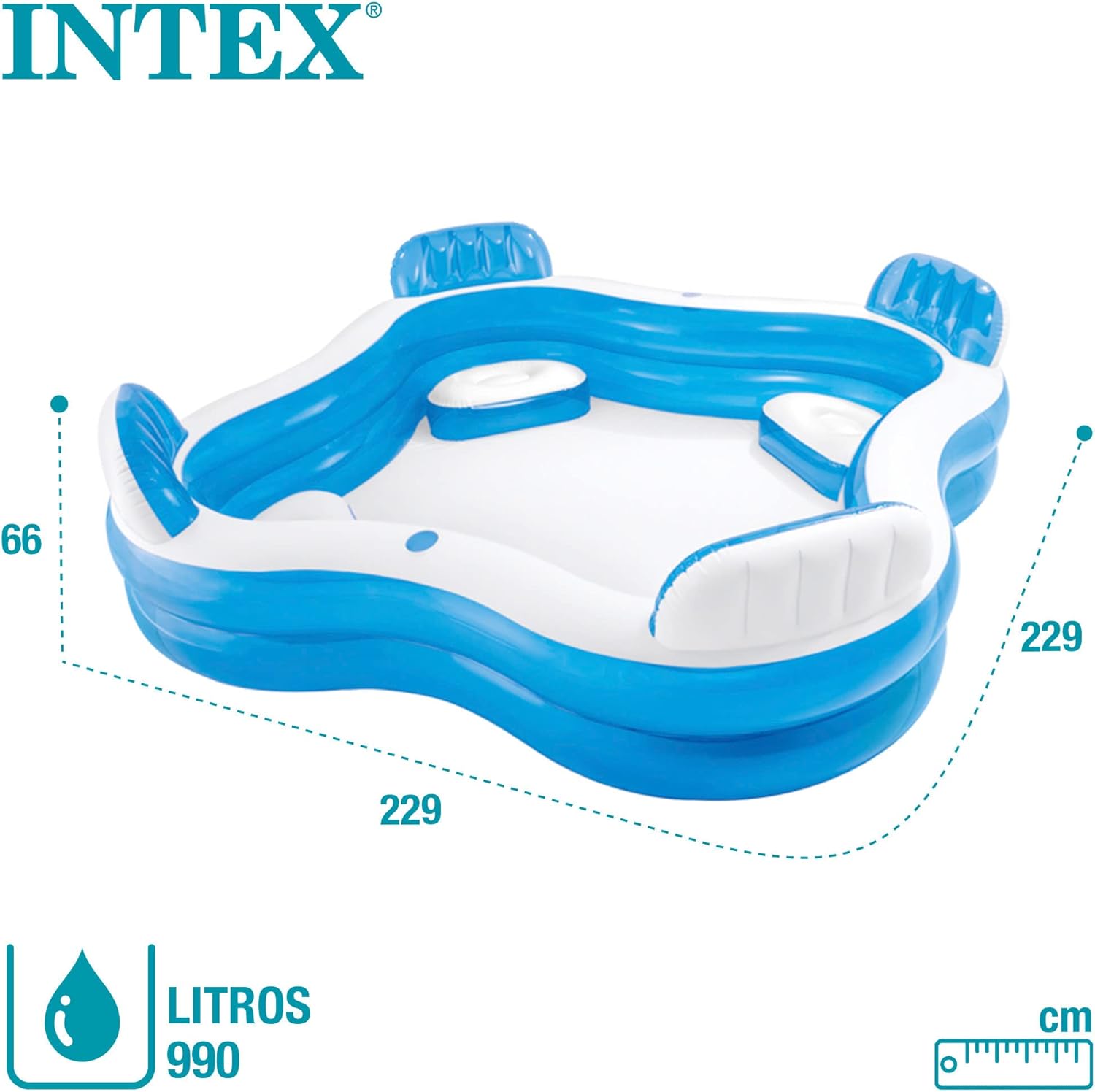 Intex Swim Center Family Lounge Pool 2.29mx2.29mx66cm 56475
