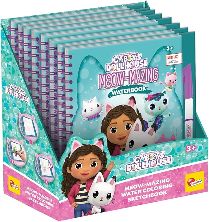 Lisciani Gabby's Dollhouse Sketchbook A-Meow-Mazing Waterbook 13003 - Colorland Toys