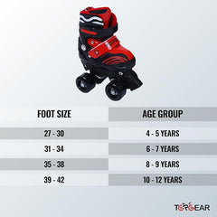 Top Gear Quad Skate Shoes 27-30 Red TG-9008