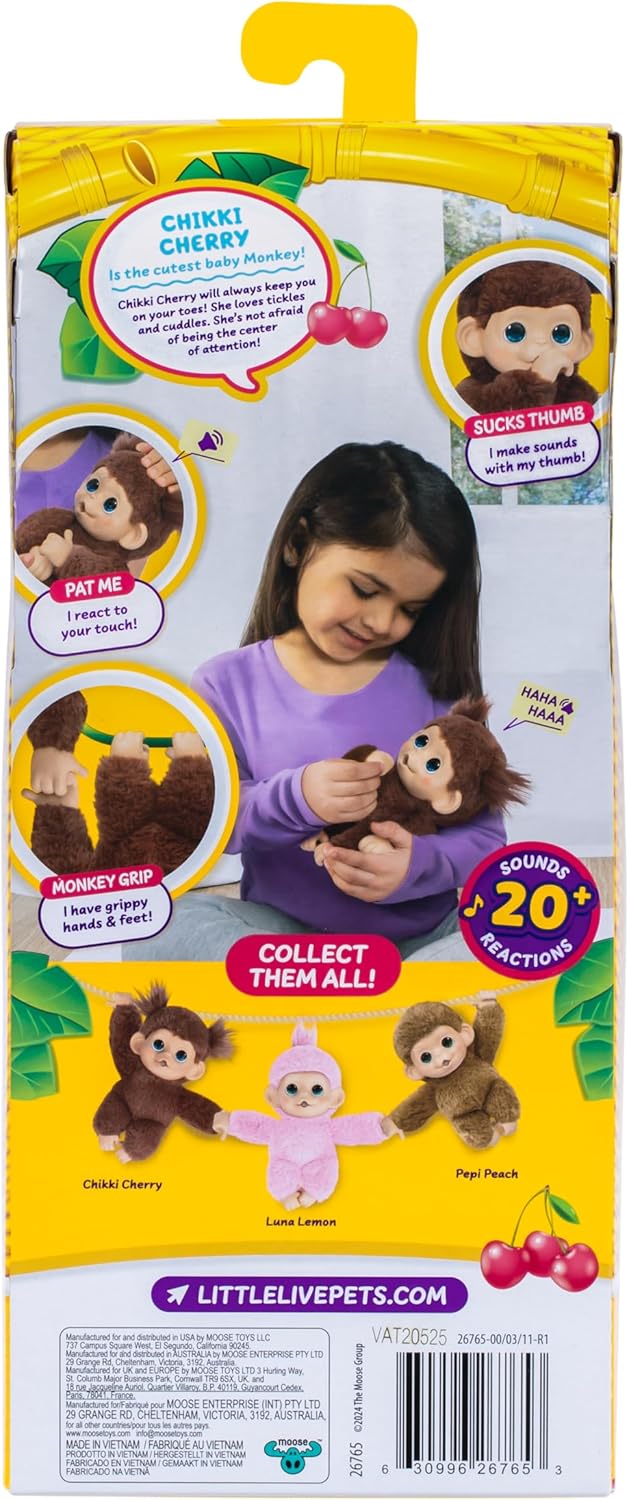 Little Live Pets My Baby S3 Mini Monkey Single Pack Chikki Cherri 26765 - Colorland Toys