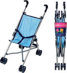 Dolls World Dlx 4 Wheel Folding Blue Stroller For Dolls 22inch 78712