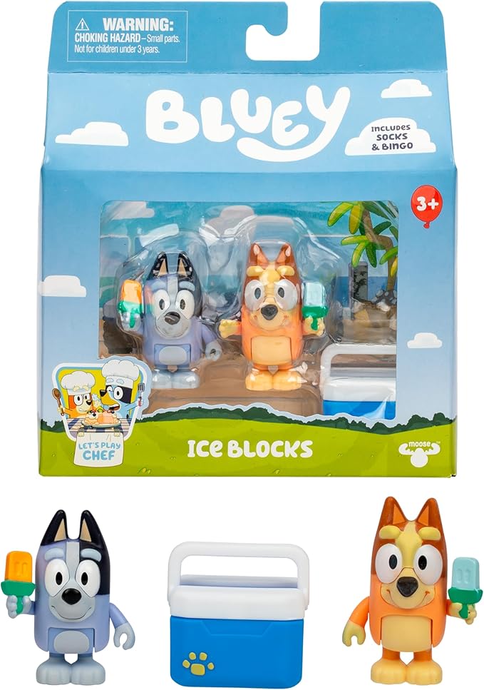 Bluey S13 Lets Play Chef Figure 2Pack Ice Blocks Bingo & Socks 18914