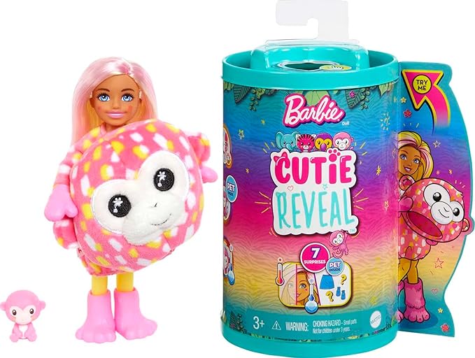 Barbie Cutie Reveal Chelsea Jungle Series Monkey Doll HKR14 - Colorland Toys