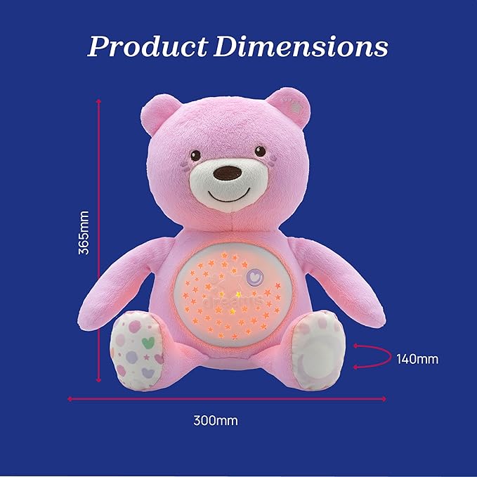 Chicco Plush Bear Pink w/ Light & Music CH07495-10 - Colorland Toys