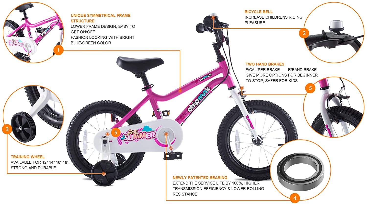 CHIPMUNK BICYCLE MK 14 INCH PINK CM14-1P - Colorland Toys