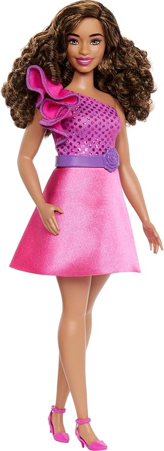 Barbie Fashionistas Doll With Brown Hair And Pink Sparkly Dress