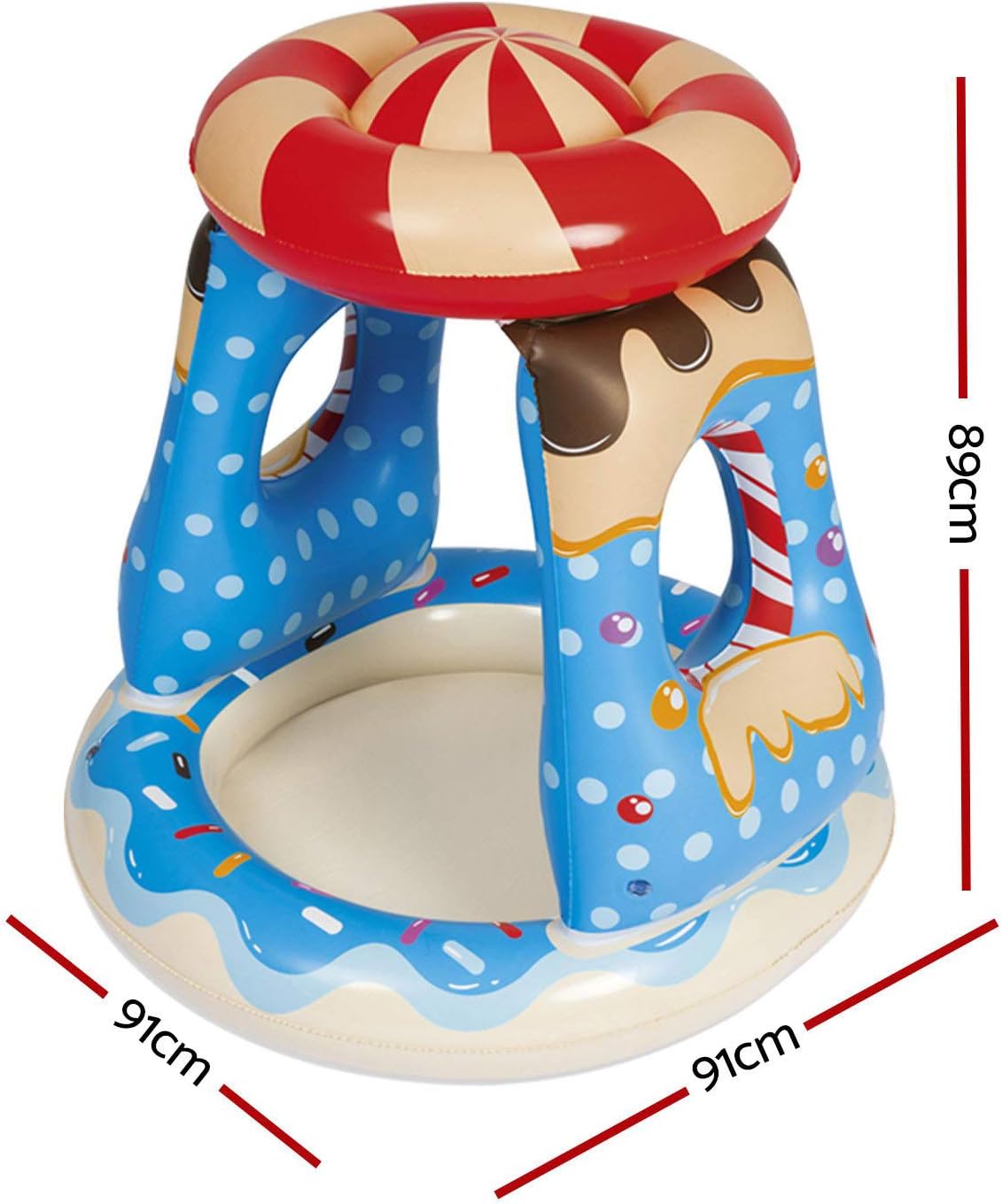Bestway Candyville Inflatable Shaded Paddling Pool 91cm x 91cm x 89cm 52270