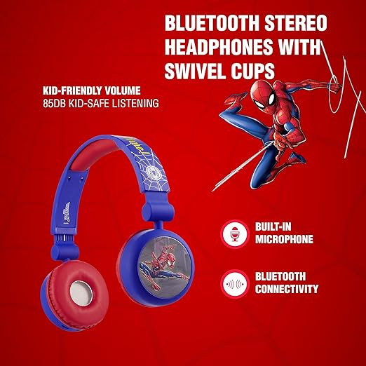 Marvel Spiderman Bluetooth Headphones With Swivel Cups MV-9966-SM2