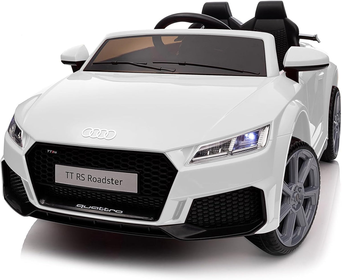 Licensed Audi TT RS Roadster 12V Electric Ride-On Car for Kids – White (Remote Control + Bluetooth)