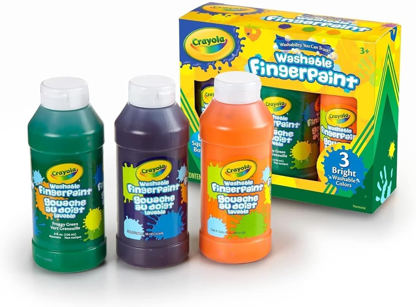 Crayola Washable Fingerpaint Bright Colors 8oz 3ct 55-1311 - Colorland Toys