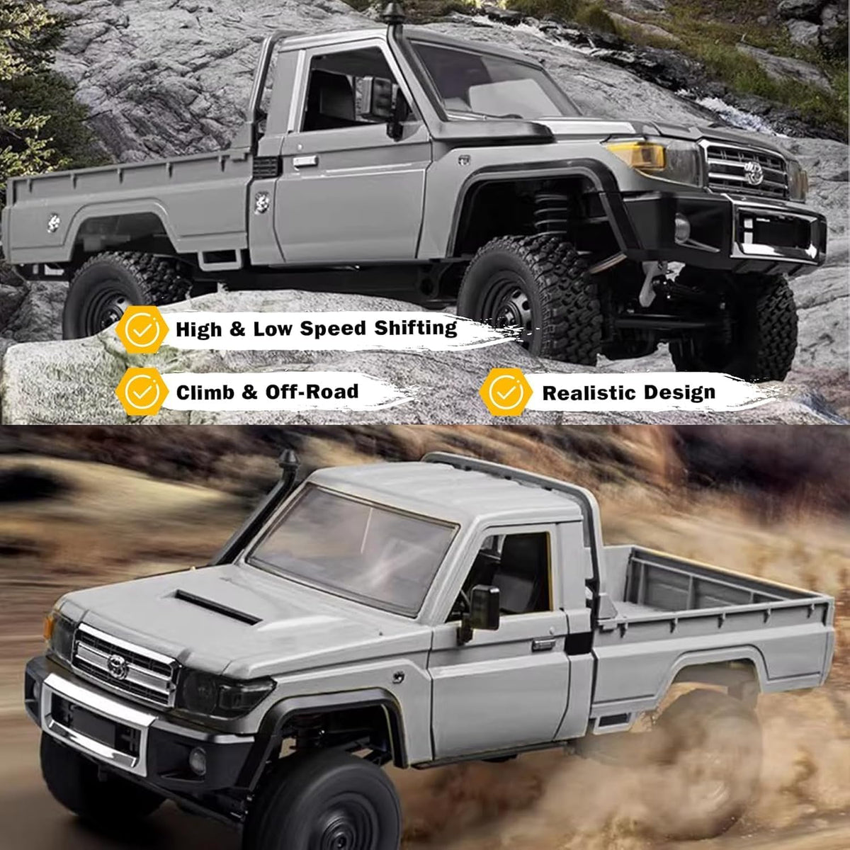 Toyota Land Cruiser LC79 4WD Off-Road Crawler Pickup Truck w/Upgraded LED Lighting (Silver) | MN-82PRO — image 6