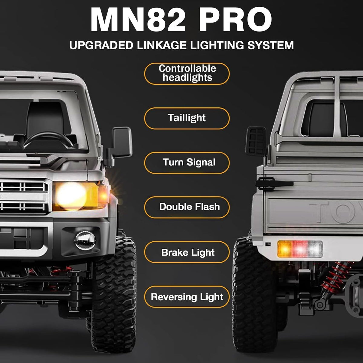 Toyota Land Cruiser LC79 4WD Off-Road Crawler Pickup Truck w/Upgraded LED Lighting (Silver) | MN-82PRO — image 4