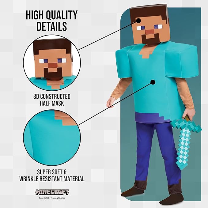 Costume Child Minecraft Creeper Deluxe Dress Up 4-6