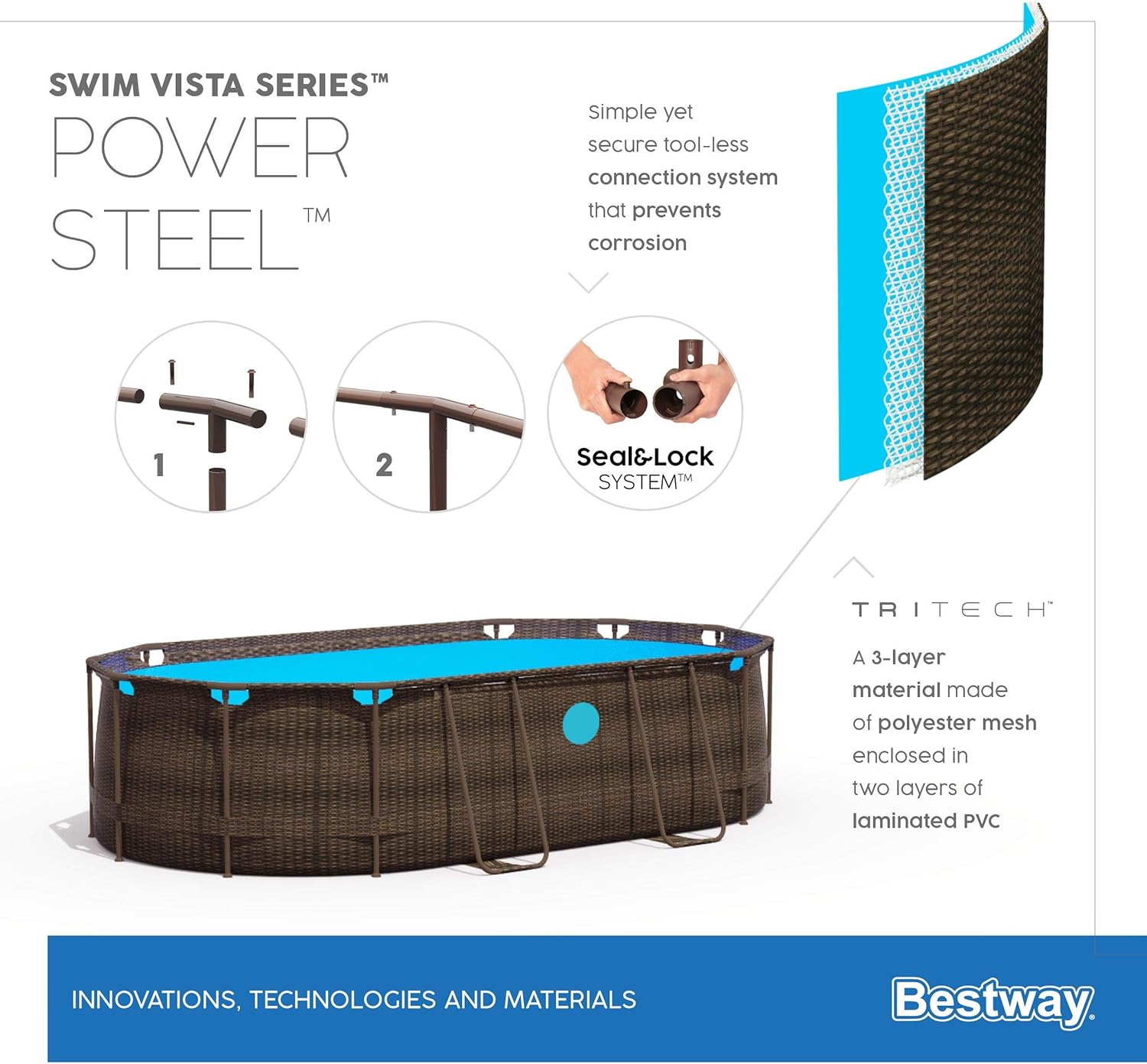 Bestway Oval Above Ground Pool With Swim Vista Porthole 5.49mx2.74mx1.22m 56716 - Colorland Toys