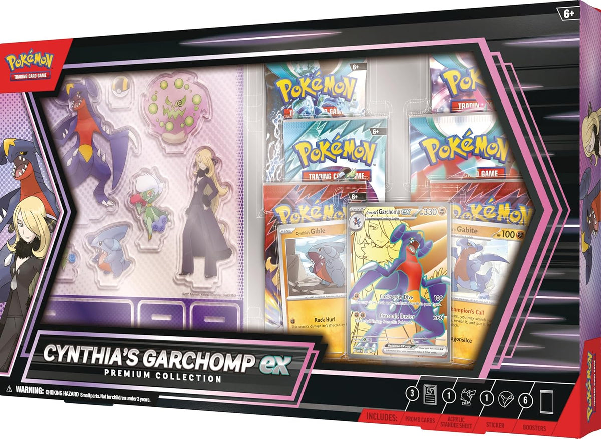 Pokémon TCG: Cynthia’s Garchomp ex Premium Collection – 6 Booster Packs, Promo Cards & Display Accessories
