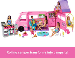 Barbie Dream Camper Playset HRJ78 – Roof Tent, BBQ, Swing & 60+ Accessories
