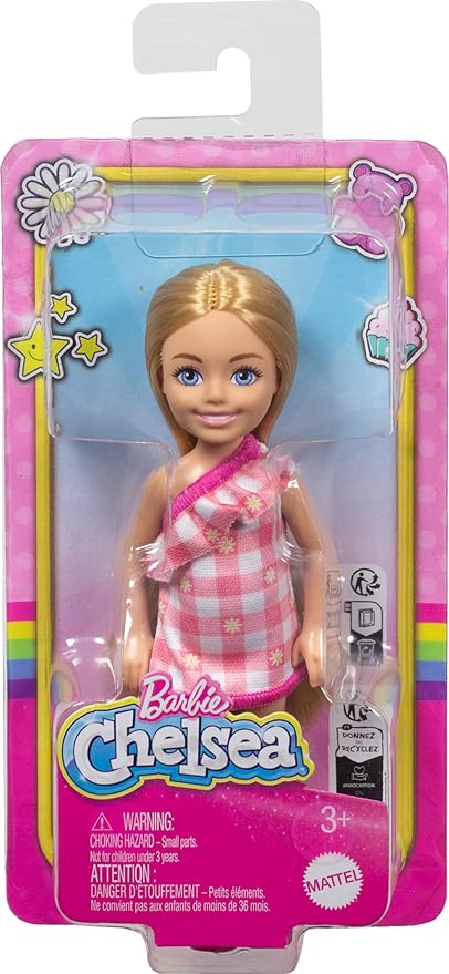 Barbie Club Chelsea Doll With Checkered Pink Dress DWJ33/HXM95