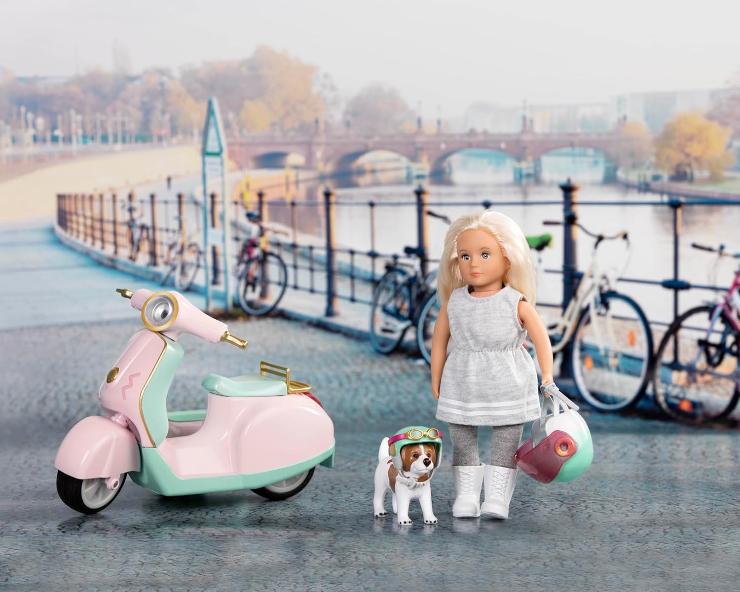 Lori Dolls 6" Doll Scooter w/ Side Car and Pet LO37034Z - Colorland Toys