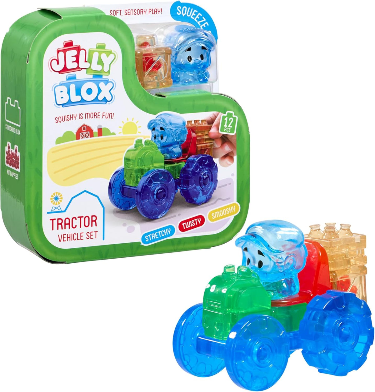 Goliath Jelly Blox Tractor Set – 12 Piece Sensory Building Blocks - Colorland Toys