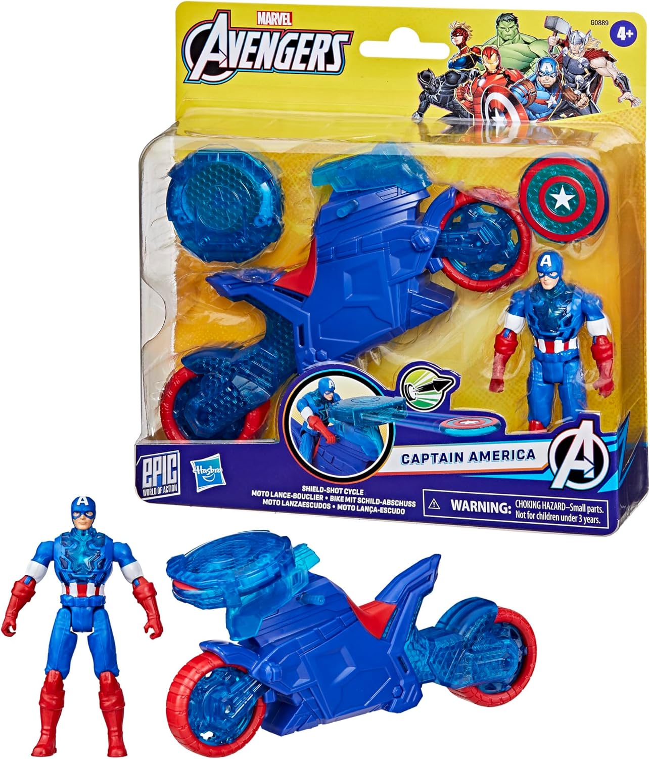 Marvel Avengers Captain America Shield-Shot Cycle Action Figure G0889 - Colorland Toys