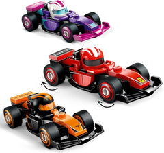 LEGO Minifigures F1 Collectible Race Car Mystery Box (71049) – 1 of 12 Mini Formula 1 Models with Driver Helmet & Moving Wheels