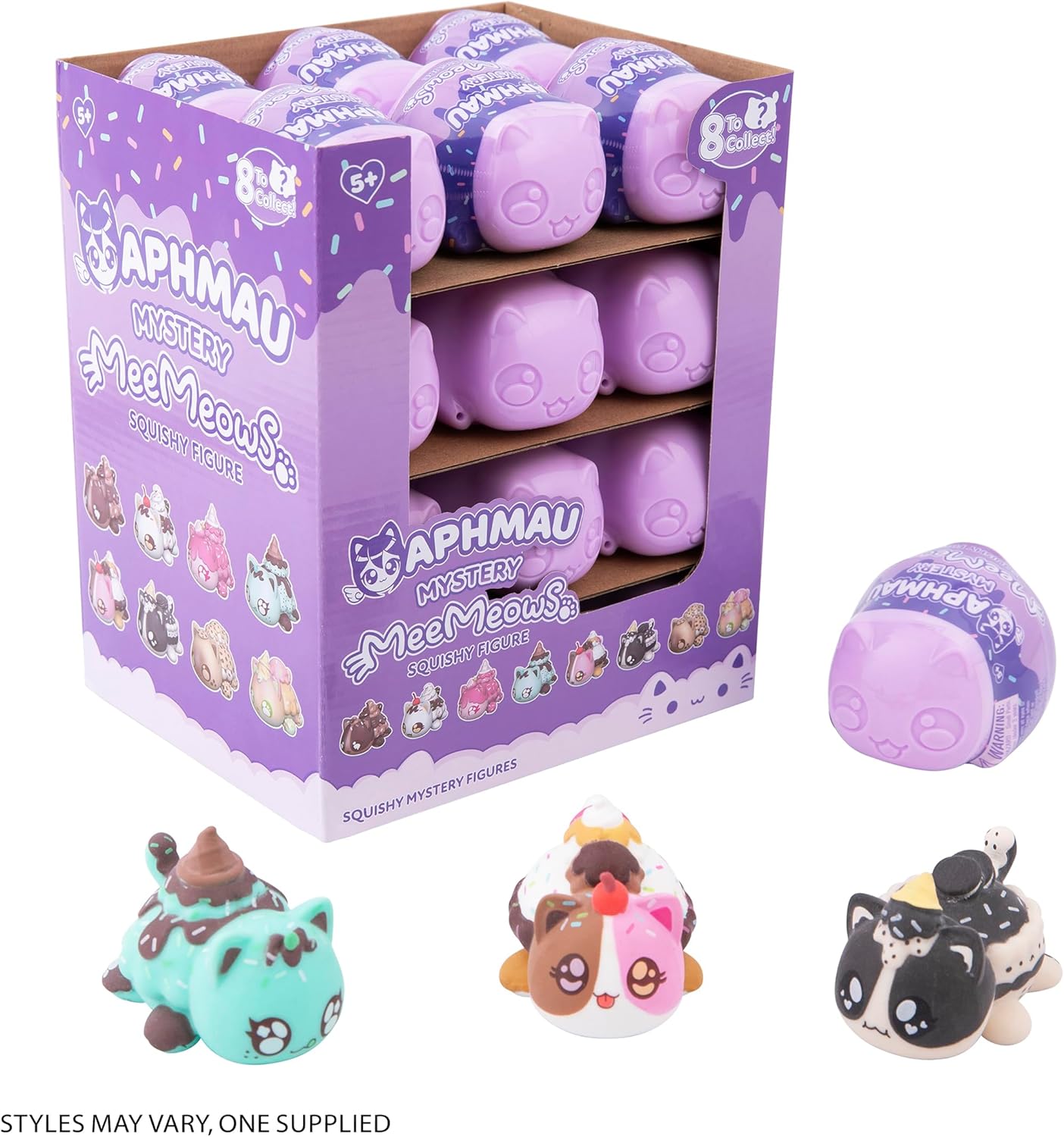 Aphmau MeeMeow Mystery Squishy Figures – Series 3 Ice Cream | Official Aphmau Merch | 1 of 8 Surprise Cats in Blind Box | Collectible Fidget Toy for Kids Ages 5+