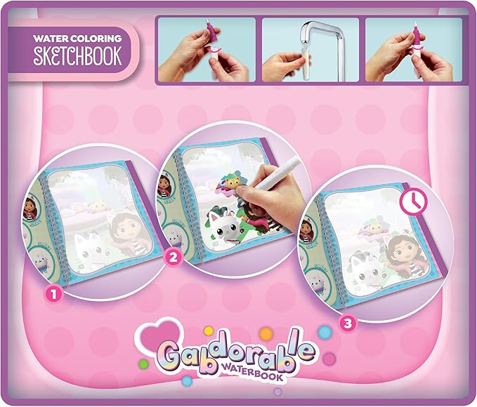 Lisciani Gabby's Dollhouse Sketchbook Gabdorable Waterbook 13010 - Colorland Toys