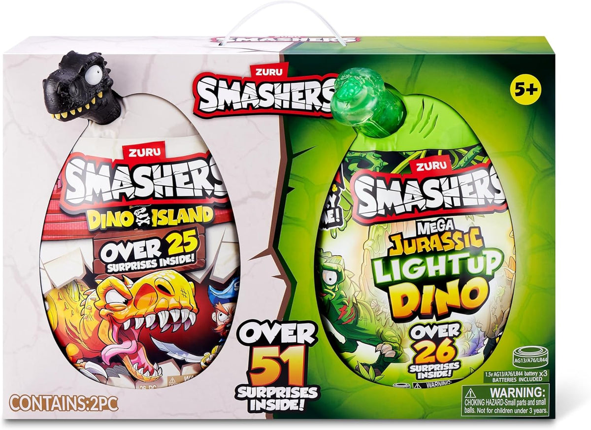 Smashers Mega Dino Combo 2-Pack [Dino Island + Jurassic Light Up Dino Egg] ZUR-74148 - Colorland Toys